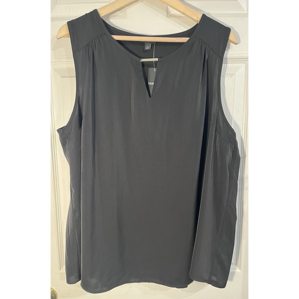 Torrid Studio Refined Keyhole Tank 1X 14/16 Black Metal Bar NWT Woven Top
